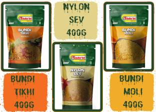 SAMRAT |Combo Pack of 3 Namkeen 's|BUNDI TIKHI | NYLON SEV BHUJIA |BUNDI MOLI | Snacks