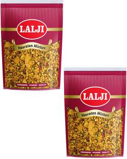 lalji Navratan mixture 800Gm (400Gm x 2) Bikaneri Namkeen Crispy Healthy Snack