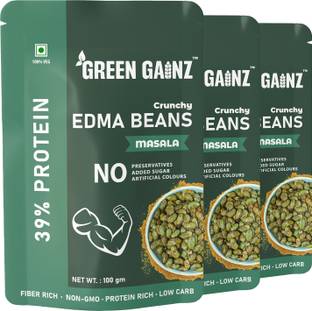 Green Gainz Roasted Edma Beans (Edamame) Masala Flavour | 100% Veg High Protein Snack