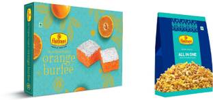 Haldiram's Nagpur Orange Burfee 250gm and All In One 200gm Combo (450gm)