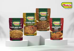 SAMRAT |Assorted Combo Pack of 4| SING BHUJIA | RATLAMI SEV | CHANA DAL | BIKANERI SEV|