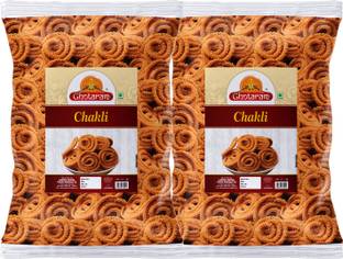 GHOTARAM Organic Chakli Chakoli Murukku Snack | Butter Chakri Chai Tea Chakli-350g*2Pack