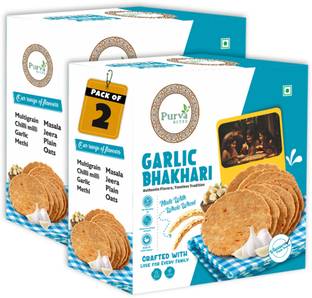 PurvaBite's Baked Garlic Flavoured Bhakri l Crunchy Diet Snack with Authentic flavour