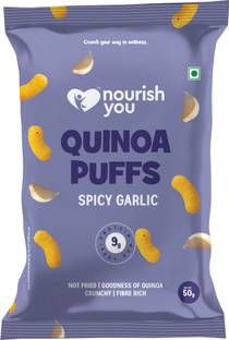 Nourish You Quinoa Puffs | Spicy Garlic flavour 50g | Not Fried | Goodness of Crunchy Quinoa