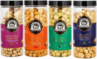 WONDERLAND Foods Roasted Makhana Chaat Masala, Peri Peri, Mint Chatpata & Jalepeno Foxnuts 400g (Pack of 4) (100g Each)