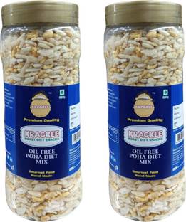 Krackee Oil Free Poha Diet Mix |Healthy Snacks | 100 % Oil free | Pack of 2