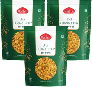 MADHAV Jhal Chana Chur 1.2Kg (400Gm x 3) No Palm Oil | Handmade | Tangy Taste
