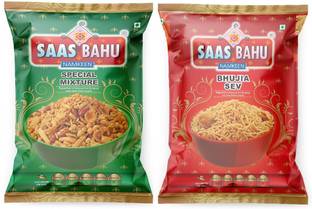 saas bahu Special Tasty Mixture & Bhujia Sev Namkeen 800gm combo (Pack of 2, 400gm Each)
