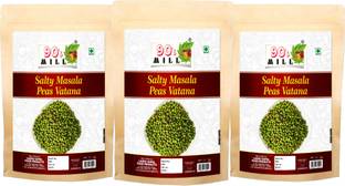 90's MILL Hara Matar Green Salty Masala Peas Vatana Chakhna Cocktail Snacks-250g*3Pack