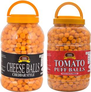 FOOD ESSENTIAL Combo of Cheese Balls (400 gm.) & Tomato Puff Balls (400 gm.)