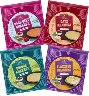 Vedic Garden Combo of Flax seed, Oats, Quinoa, Ragi beetroot Healthy Khakhra With Multigrains