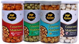 Popfusion Combo Of 4 Different Flavour Makhana Snacks Cheese, Peri, Salted, Pudina