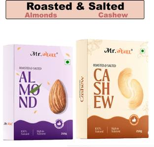 Mr.meva Roasted & Salted Nuts – Almonds (250g) + Cashews (250g) | Healthy & Tasty Snack