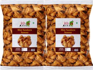 90's मिल छोटा समोसा मिनी समोसा नमकीन बच्चा समोसा स्मॉल समोसा स्नैक्स-350g*2 पैक