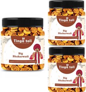 TINGA TOLI Special Gujrati Big Bhakarwadi Snacks |Indian Namkeen Big Bhakarwadi| Jar Pack