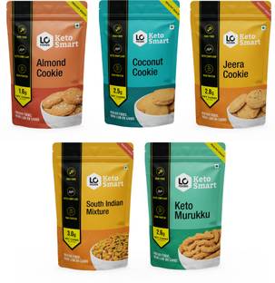 Lo! Foods Keto Snacks Combo | Pack of 6 Keto Namkeen, Cookies, Biscuit | Sugar Free