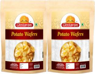 GHOTARAM Farali Special Namkeen Salted Potato Chips Aloo Chips Potato Wafers-350g*2Pack