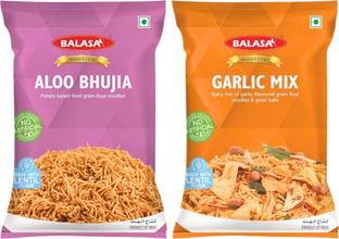 balasa Aloo Bhujia & Garlic Mix Combo Namkeen | Tasty & Crunchy | (2 x 180 g)