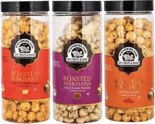 WONDERLAND Foods (DEVICE) Roasted Makhana Peri Peri, Chaat Masala and Cheese & Chilli Foxnuts 300g (Pack of 3) (100G Each)