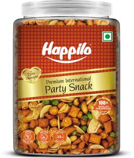 Happilo Premium International Party Snack Jar, Peanuts, Green Peas and Broad Beans