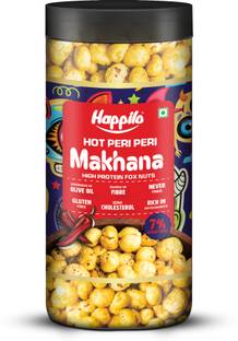 Happilo Makhana Superhot Peri Peri Jar, Roasted Foxnut, Gluten Free, Vegan Healthy Snack