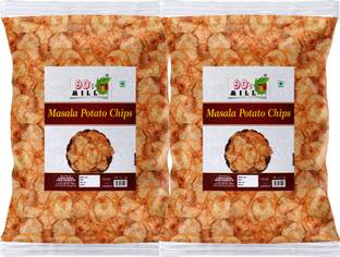 90's MILL Aloo PATTA Chips Masala Chilli Potato Chips Sliced Potato Chips Snack-350g*2Pack