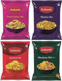 AAKASH Namkeen Mixture Combo | Pack of 4 | 150 Gm Each | Tangy and Spicy Fresh Namkeen