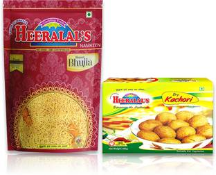Heeralal's Bikaneri Bhujia 400Gm, Kaju Cornflakes 400Gm Bikaneri Namkeen Combo For Gifting