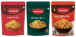 AAKASH Mixture Combo | Mixture Namkeen Tangy Spicy & Sour | (Pack of 3), 350 Gm Each