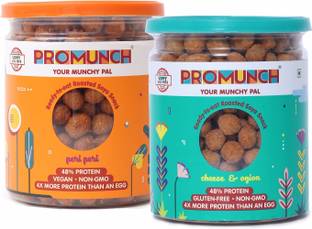 PROMUNCH Roasted Soya Snack Flavour: Peri-Peri and Cheese & Onion - 150G Each