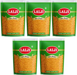 lalji Aloo Bhujia 2Kg (400Gm x 5) Bikaneri Namkeen Spicy and Crispy Healthy Snack
