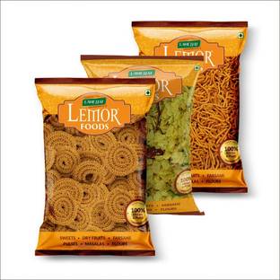 Lemor Bhajni Chakli 250Gm Nylon Poha Chivda 200gm Thikha Sev 200Gm(Total 650 Gms)