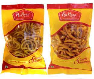 nanees' foods Ulundhu/Urad Murukku & Andhra Poondu/Garlic Murukku Combo | Combo Pack