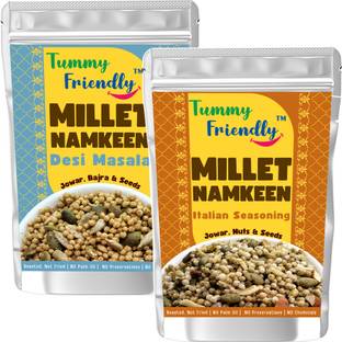 TummyFriendly Foods TummyFriendly Millet Namkeen Mixture. Healthy Snacks Desi,Italian-2,70g Each