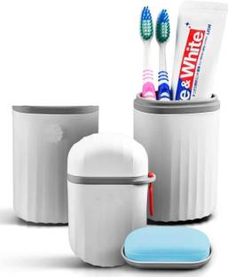 Rosebee Travel Soap Box Case and Travel Toothbrush Case/Toothpaste Holder Combo
