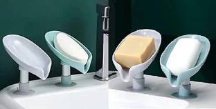 OFOY Leaf-Shape Self Draining Soap Dish Holder (4 Pcs)