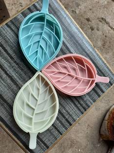 PRL TRADERS Pack of 3 Leaf Shape Double Layer Self Draining Bar Soap Holder x3.33