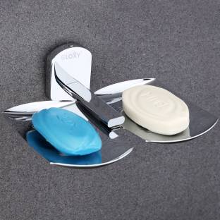 GLOXY Square Shape Stainless Steel Rust-Proof Double Soap Holder Usable for Bathroom
