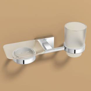 Plantex Benz 304 Grade Stainless Steel 2in1 Soap Dish with Tumbler Holder/Soap Stand/Tooth Brush Holder/Bathroom Accessories (Chrome - Pack of 1)