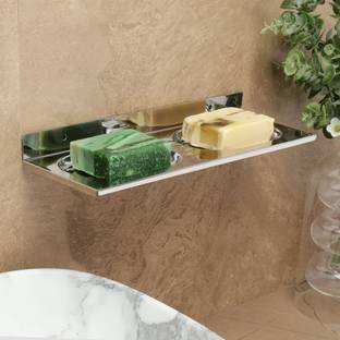 FORTUNE Stainless Steel Double Round Soap Dish / Soap Case / Soap Stand (Set of 1)
