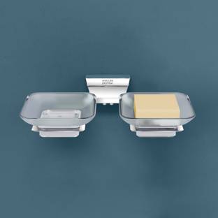 Impulse by Plantex Titan Double Soap Dish/Glass Soap Stand/Soap Holder for Bathroom Accessories
