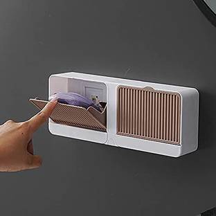 Infinex Double Bar Soap Dish with Drainage Box, Premium Plastic Soap Holder, Soap Saver for Shower, Easy Cleaning, Dry,Extend Soap Life,No Drilling Soap Box are Simple, Beautiful and Practical(1 Pcs)