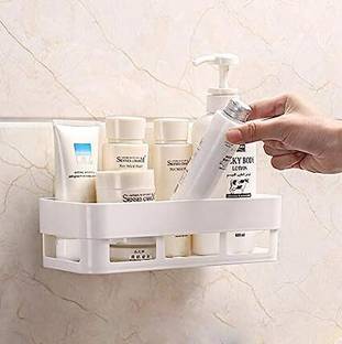 PYORIT No Drilling Multipurpose Plastic Bathroom Kitchen Office Organizer Rack Plastic Wall Shelf
