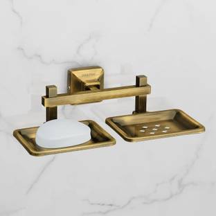 Plantex Stainless Steel 304 Grade Squaro Double Soap Dish/Stand for Bathroom (Pack of 1)
