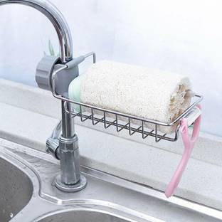 Giffy ® Stainless Steel Bathroom Kitchen Sponge Soap Storage Holder Sink Caddy Faucet Organizer Drainer Drain Rack