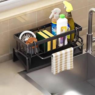 SBValueMart Dish Drainer Kitchen Rack Steel Rustproof Metal Kitchen Sink Organizer Rack with Auto-Drain Tray