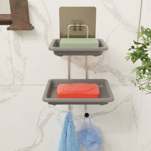 MY International Double Layer Stainless Steel Soap Dish Stand with hooks