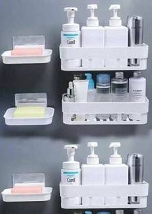 KYASO 3 PCS Shelves + 3 Pcs Soap Dish ABS Plastic Bathroom Accessories