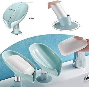 Radha Plastic Lotus-Leaf-Shape Self Draining Suction Cup Top Mounted Soap Dish x1.74