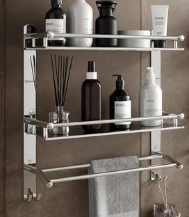 GRIVAN Deluxe Multipurpose Bathroom Shelf/shelve/rack/stand With Towel Rod